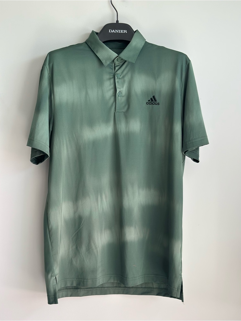 Adidas Polo Golf Shirt Men Size M Novelty Dye Green Short Sleeve Performance